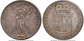 Brunswick-Lüneburg-Calenberg-Hannover. George III Taler 1763-IWS AU58 NGC, Clausthal mint, KM343, Dav-2104. St. Andrew the patron saint stands in fron...