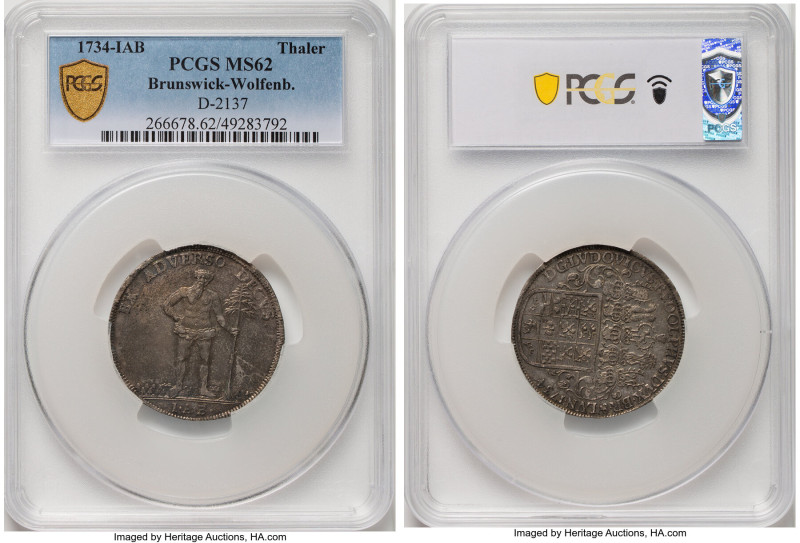 Brunswick-Wolfenbüttel. Ludwig Rudolph Taler 1734-IAB MS62 PCGS, KM817, Dav-2137...