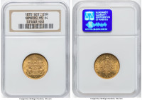 Hamburg. Free City gold 20 Mark 1876-J MS64 NGC, Hamburg mint, KM602. The finest example we have offered since 2016, presented with a bold saffron pat...
