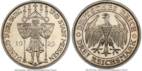 Weimar Republic Proof "Meissen Anniversary" 3 Mark 1929-E PR64 Cameo NGC, Muldenhutten mint, KM65. A sublime example of this founding of Meissen comme...