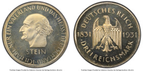 Weimar Republic Proof "Stein" 3 Mark 1931-A PR64 Cameo PCGS, Berlin mint, KM73, J-348. Struck upon the 100th anniversary of the death of von Stein. HI...