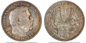 Weimar Republic silver Specimen "Paul von Hindenburg - 80th Birthday" Medallic 5 Mark 1927-D SP64 PCGS, Munich mint, KM-X1, Kienast-386. By Karl Goetz...