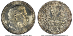 Weimar Republic silver Specimen "Paul von Hindenburg - 80th Birthday" Medallic 5 Mark 1927-D SP64 PCGS, Munich mint, KM-X1, Kienast-386. By Karl Goetz...