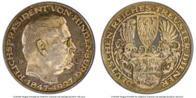Weimar Republic silver Specimen "Paul von Hindenburg - 80th Birthday" Medallic 5 Mark 1927-D SP63 PCGS, Munich mint, KM-X1, Kienast-386. By Karl Goetz...