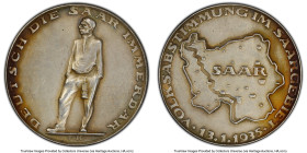Third Reich Pair of silver Matte Specimen "Saarland" Medals 1935 PCGS , 1) Medal SP63 PCGS, BAYER edge 2) Medal SP62 PCGS, BERLIN edge HID09801242017 ...