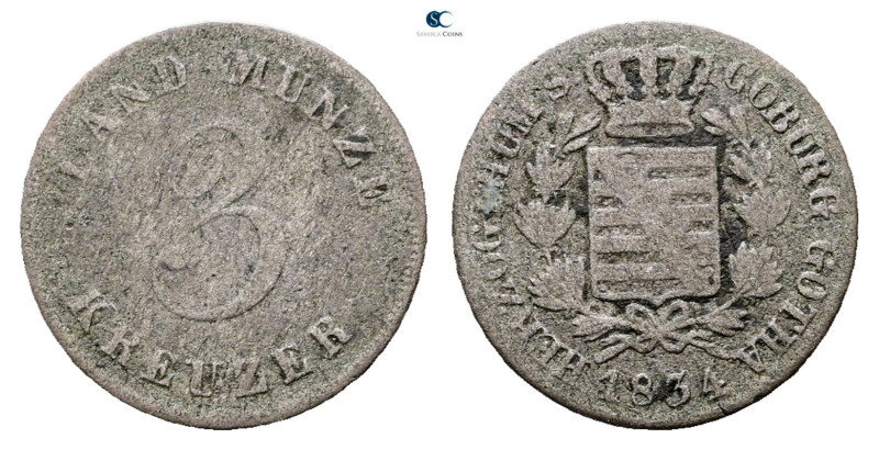 Germany. Sachsen-Coburg-Gotha AD 1834. 
3 Kreuzer 1834

 mm, 1,04 g



Ne...