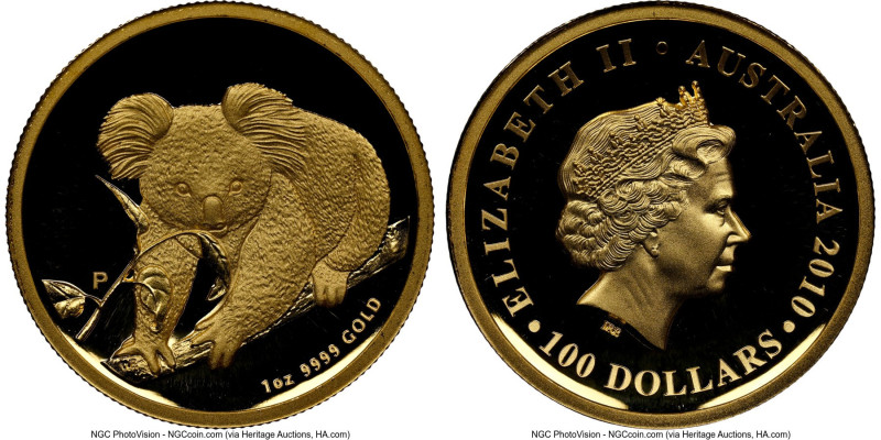 Elizabeth II gold Proof High Relief "Koala" 100 Dollars (1 oz) 2010-P PR70 Ultra...