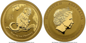 Elizabeth II gold "Year of the Monkey" 100 Dollars (1 oz) 2016-P MS70 NGC, Perth mint, KM3318. Lunar Series II. HID09801242017 © 2024 Heritage Auction...