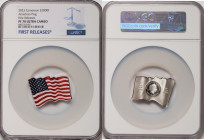 Elizabeth II silver Colorized Proof "Waiving American Flag" 2000 Francs CFA (1 oz) 2023 PR70 Ultra Cameo NGC, KM-Unl. Mintage: 1,500. Accompanied by C...