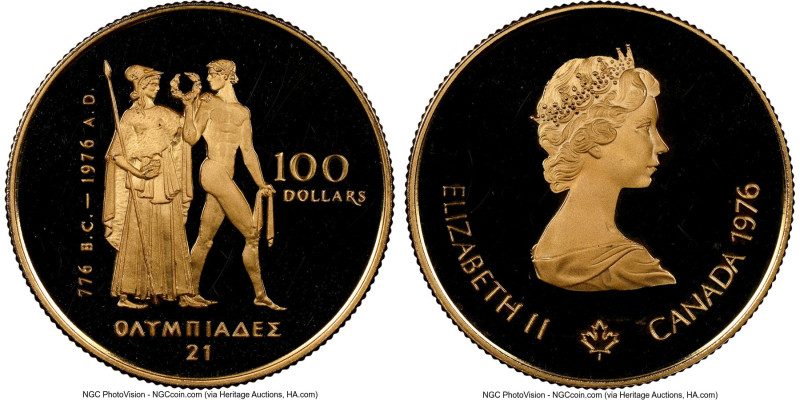 Elizabeth II gold Proof "1976 Montreal Olympics" 100 Dollars (1/2 oz) 1976 PR67 ...