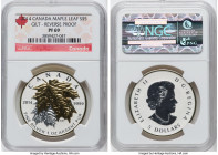 Elizabeth II 5-Piece Certified gilt-silver "Maple Leaf" Reverse Proof Set 2014 PR69 NGC, 1) 5 Dollars (1 oz) 2) 4 Dollars (1/2 oz) 3) 3 Dollars (1/4 o...