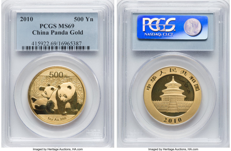 People's Republic gold "Panda" 500 Yuan (1 oz) 2010 MS69 PCGS, KM1926, PAN-513A....