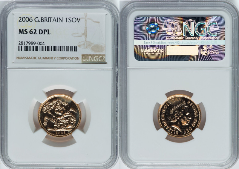 Elizabeth II gold Sovereign 2006 MS62 Deep Prooflike NGC, KM1002. HID09801242017...