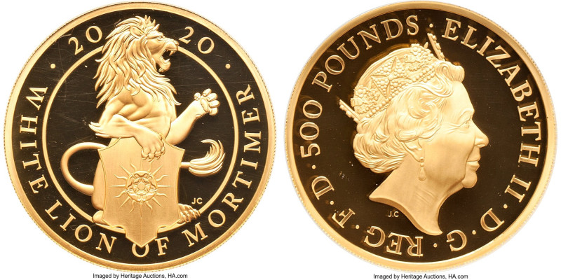 Elizabeth II gold Proof "Queen's Beasts - White Lion of Mortimer" 500 Pounds (5 ...