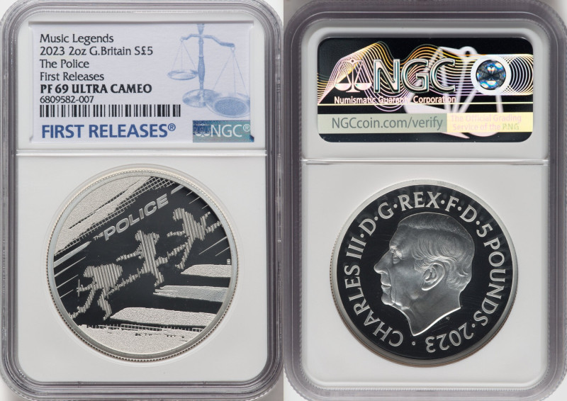 Charles III silver Proof "The Police" 5 Pounds (2 oz) 2023 PR69 Ultra Cameo NGC,...