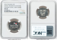 Republic Colorized "100th Anniversary - Panama Canal Transfer" 25 Cents (1/4 Balboa) 2016 MS68 NGC, Royal Canadian Mint of Winnipeg, KM156. Centenary ...