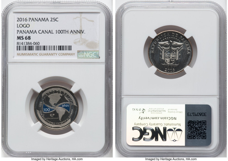 Republic Colorized "100th Anniversary of the Panama Canal - Logo" 25 Cents (1/4 ...