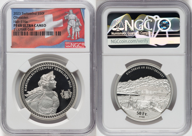 Confederation 3-Piece Lot of Certified silver Proof "Obwalden Shooting Festival"...