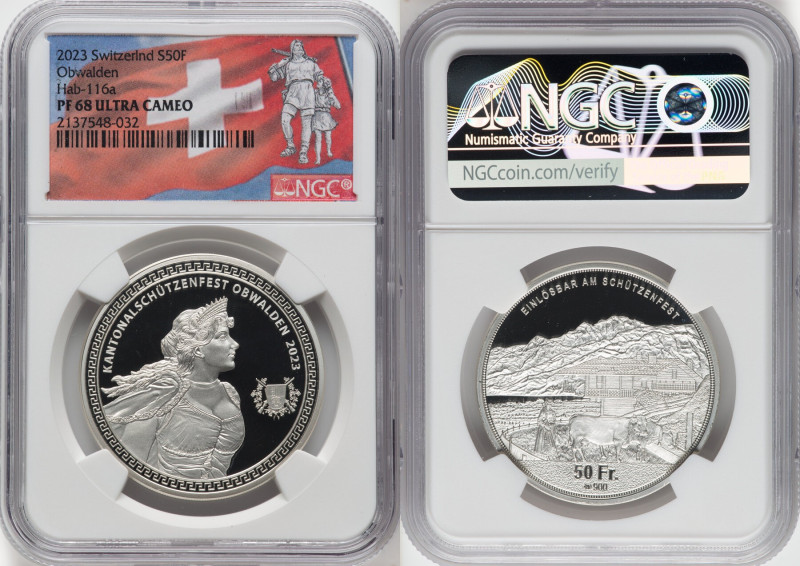 Confederation 3-Piece Lot of Certified silver Proof "Obwalden Shooting Festival"...