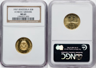 Republic gold "Urimare" Medallic 20 Bolivares 1957 MS63 NGC, KMX-MB101. 16th Century Indian Chiefs series. HID09801242017 © 2024 Heritage Auctions | A...