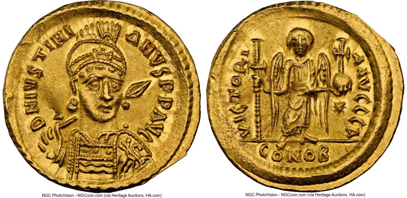 Justinian I the Great (AD 527-565). AV solidus (22mm, 4.48 gm, 6h). NGC Choice A...