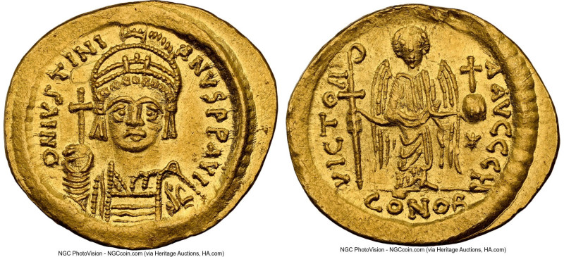 Justinian I the Great (AD 527-565). AV solidus (22mm, 4.42 gm, 6h). NGC Choice A...