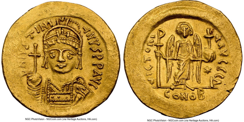 Justinian I the Great (AD 527-565). AV solidus (20mm, 4.48 gm, 7h). NGC AU 5/5 -...