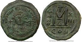 Justinian I the Great (AD 527-565). AE follis or 40 nummi (38mm, 22.31 gm, 7h). NGC Choice VF 5/5 - 2/5, scratches. Constantinople, 4rd officina, Regn...
