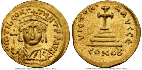 Tiberius II Constantine (AD 578-582). AV solidus (20mm, 4.45 gm, 6h). NGC MS 4/5 - 4/5, clipped. Constantinople, 5th officina, AD 579-582. d m TIb CON...