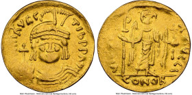 Maurice Tiberius (AD 582-602). AV solidus (21mm, 4.29 gm, 7h). NGC VF 4/5 - 2/5, bent, edge filing. Antioch, 10th officina, AD 583-601. o N mAVRC-TIb ...