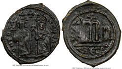 Phocas with Leontia (AD 602-610). AE follis (28mm, 9.43 gm, 5h). NGC AU 4/5 - 3/5, light smoothing. Antioch, Regnal Year 3 (AD 604/5). O N FOCA-NЄ PЄ ...