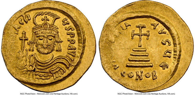 Heraclius (AD 610-641). AV solidus (21mm, 4.47 gm, 6h). NGC AU 4/5 - 4/5. Consta...