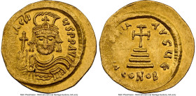 Heraclius (AD 610-641). AV solidus (21mm, 4.47 gm, 6h). NGC AU 4/5 - 4/5. Constantinople, 5th officina, AD 610-613. d N hЄRACLI-ЧS PP AVG, draped, cui...