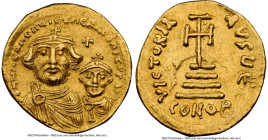 Heraclius with Heraclius Constantine (AD 613-641). AV solidus (19mm, 4.48 gm, 8h). NGC Choice AU 5/5 - 3/5. Constantinople, 5th officina, ca. AD 616-6...