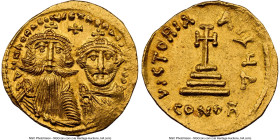 Heraclius with Heraclius Constantine (AD 613-641). AV solidus (21mm, 4.46 gm, 6h). NGC MS 4/5 - 4/5. Constantinople, 4th officina, AD 629-631. dd NN h...