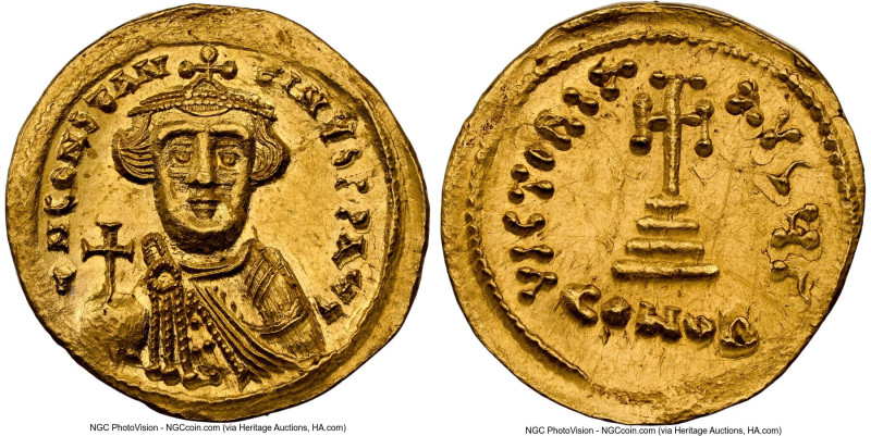 Constans II Pogonatus (AD 641-668). AV solidus (21mm, 4.31 gm, 7h). NGC MS 4/5 -...