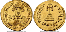 Constans II Pogonatus (AD 641-668). AV solidus (20mm, 4.39 gm, 6h). NGC MS 5/5- 4/5, clipped. Constantinople, 4th officina. d N CONStAN-tINЧS P P AV, ...
