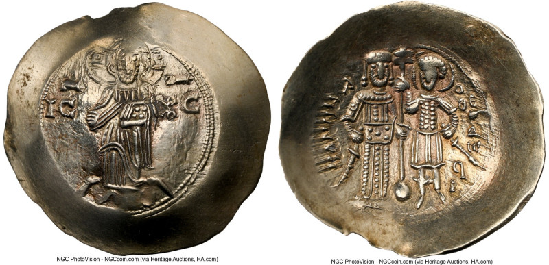 Manuel I Comnenus (AD 1143-1180). EL aspron trachy (30mm, 4.41 gm, 5h). NGC Choi...