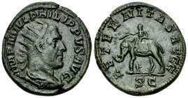 Philippus I Arabs AE Dupondius, Elephant reverse