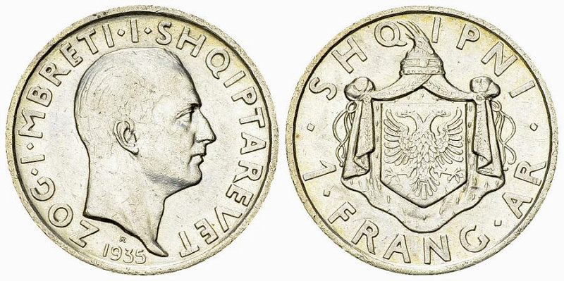 Zogu I AR 1 Frang Ar 1935 

Albania. Zogu. AR 1 Frang Ar 1935 R (4.95 g), Roma...