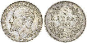 Bulgaria AR 5 Leva 1894 KB