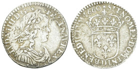Louis XIV, AR 1/12 Ecu à la mèche longue 1660 D, Lyon