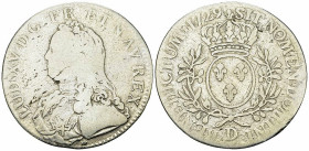 Louis XV, AR Ecu aux branches d'olivier 1729 D, Lyon
