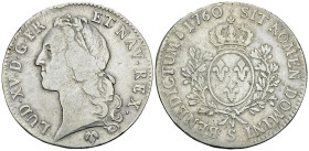 Louis XV, AR Ecu au bandeau 1760 S, Reims