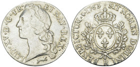 Louis XV, AR Ecu au bandeau 1763 R, Orléans