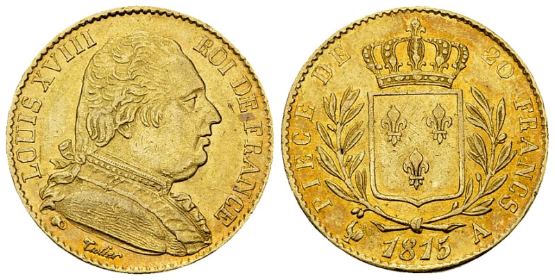 Louis XVIII, AV 20 Francs 1815 A, Paris 

France. Première restauration. Louis...