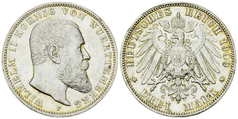 Württemberg, AR 3 Mark 1909 F 

Deutschland, Württemberg. Wilhelm II. AR 3 Mar...