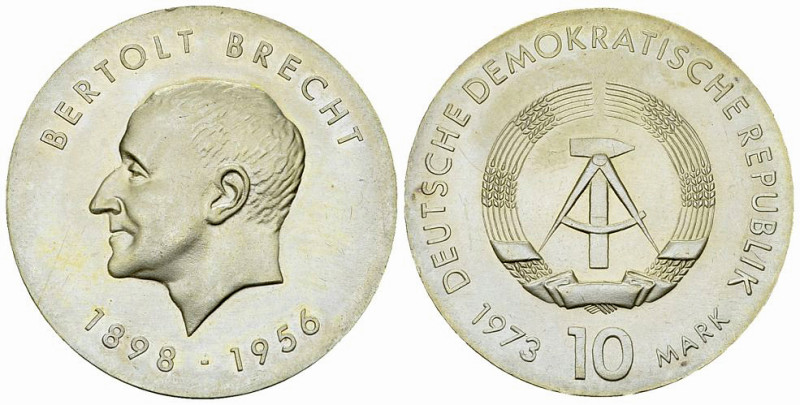 DDR, AR 10 Mark 1973, Brecht 

DDR. AR 10 Mark 1973 A (17.03 g), Bertolt Brech...