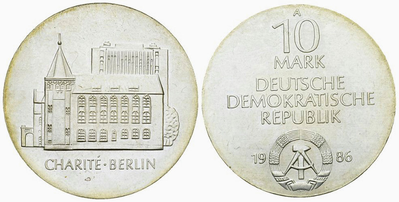 DDR, AR 10 Mark 1986, Charité 

DDR. AR 10 Mark 1986 A (17.04 g), Charité Berl...