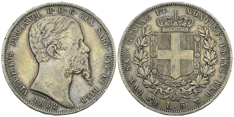 Vittorio Emanuele II, AR 5 Lire 1852 

Italia. Savoia. Vittorio Emanuele II (1...